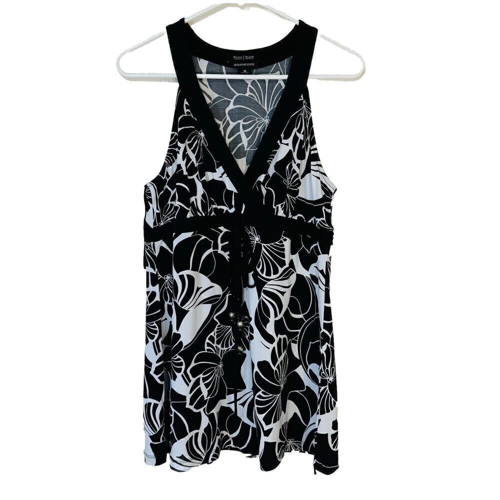 White House Black Market Signature Knits Sleeveless Laced Top M Stretch Women